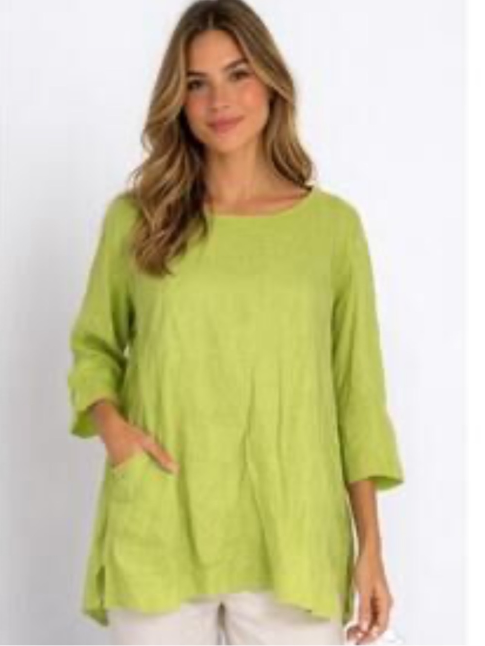 ViVID Lime Green Linen Tunic Sz XL 100% linen